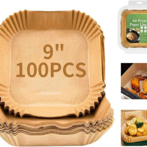 Mooues 100 Pcs Square Air Fryer-Paper Disposable Paper Liner, Baking Paper & Oil-proof Airfryer Tray